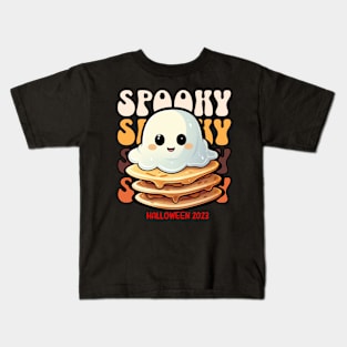 Spooky Ghost Pancake T-Shirt - Unique Halloween Tee - Fun Breakfast Ghost Shirt Kids T-Shirt